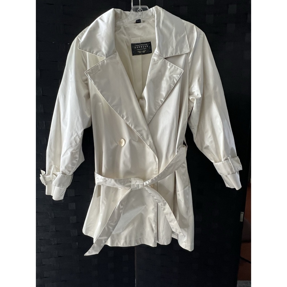 Vtg Compagnie Internationale Express Ivory Satin Coat Jacket Sz XS GUC READ